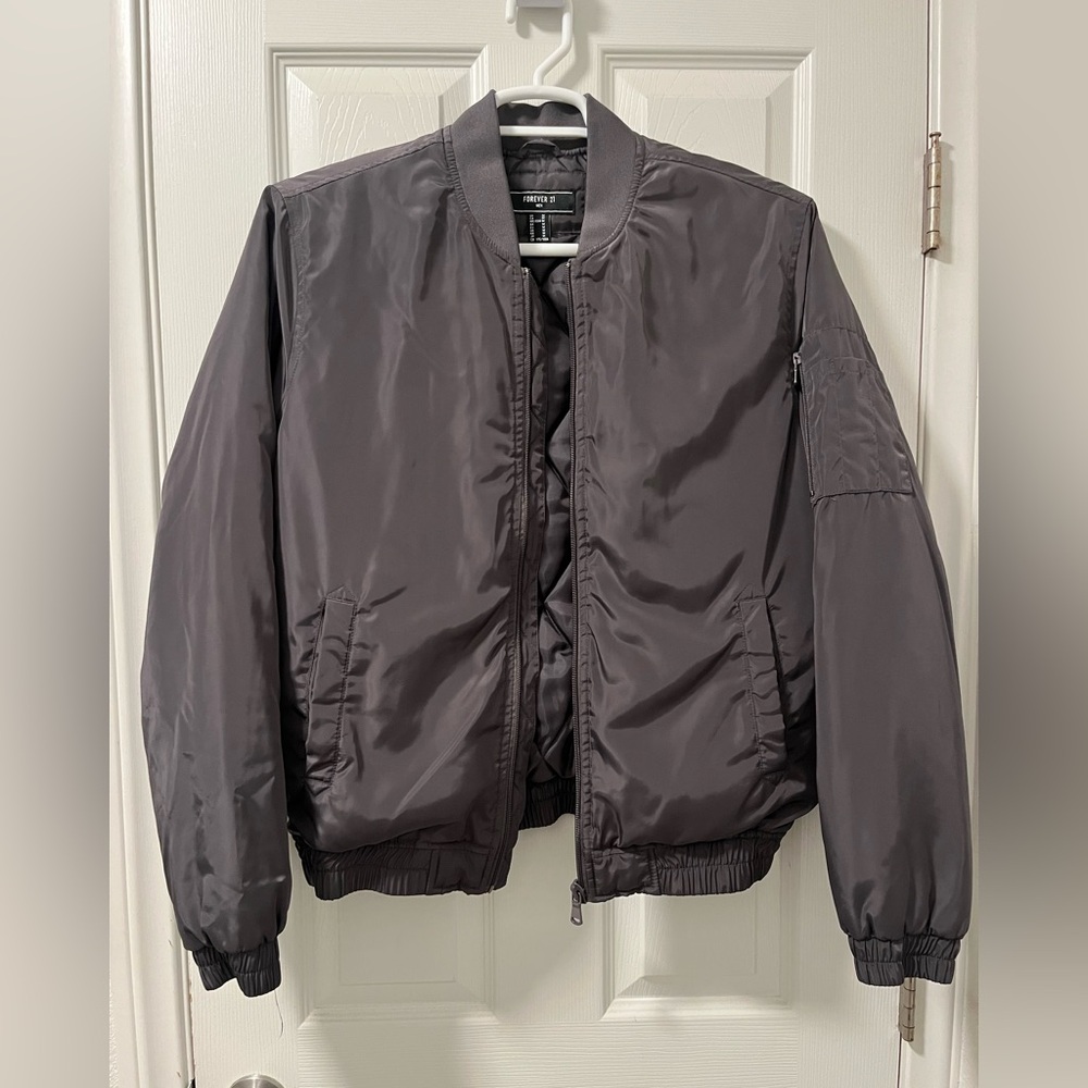 Forever 21 Men's Charcoal Bomber Jacket Size M